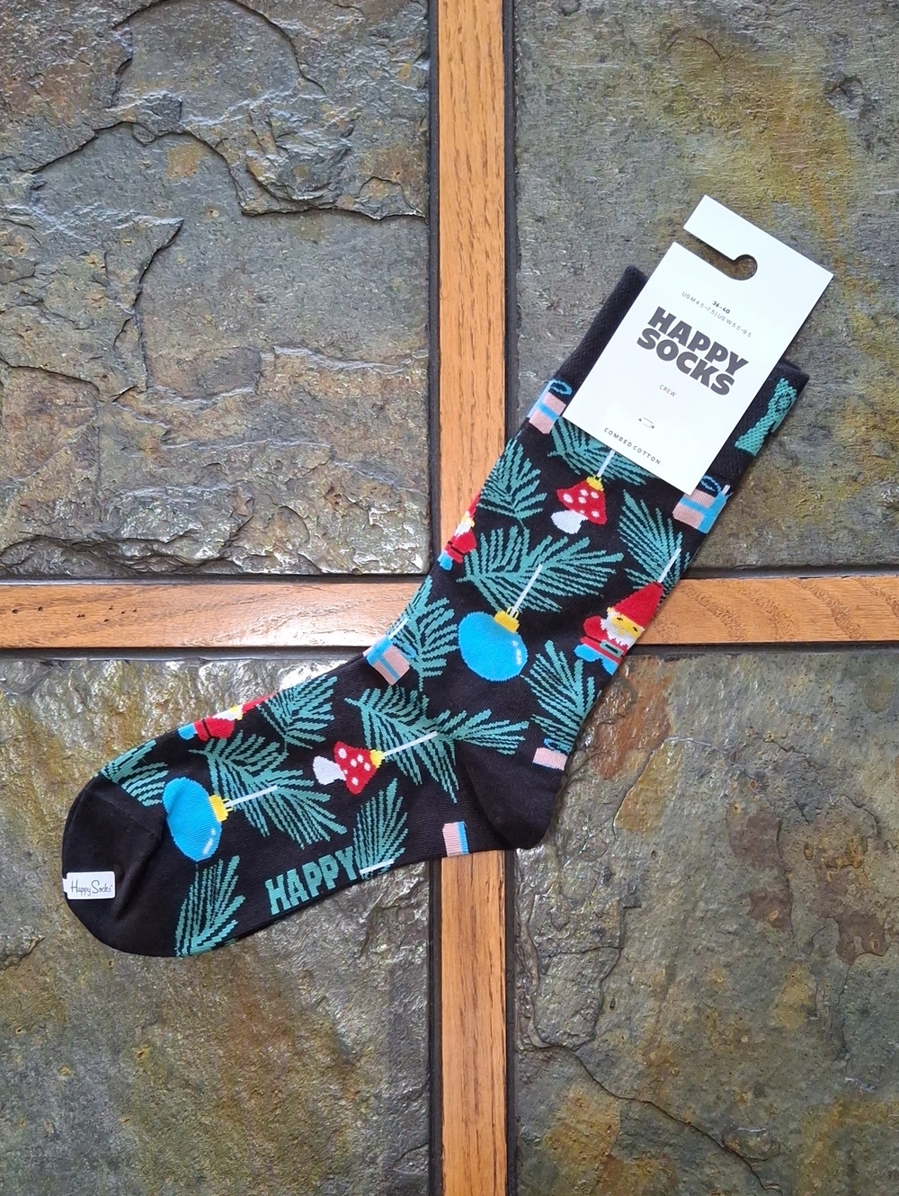 Happy Socks Black Gnomes & Ornaments Crew Socks